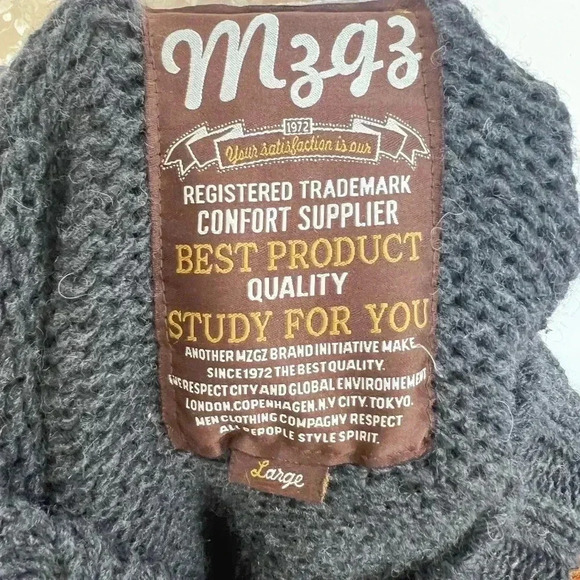Vintage Mzgz Button Up Chunky Button Up Knit Grey Sweater Size L - Picture 4 of 7